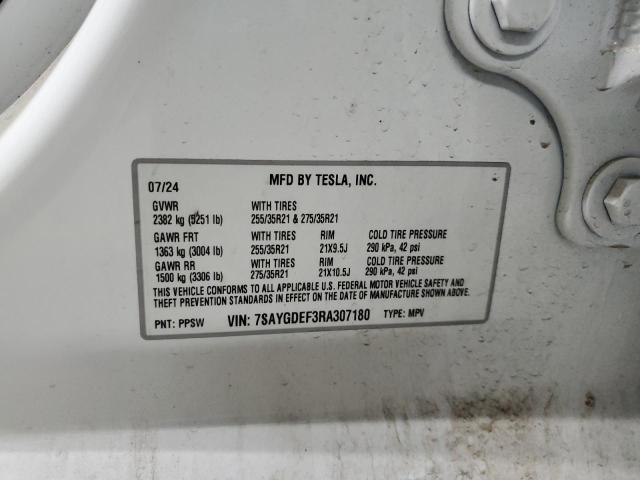 7SAYGDEF3RA307180 - 2024 TESLA MODEL Y WHITE photo 13