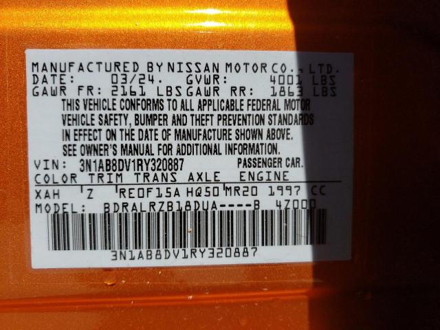 3N1AB8DV1RY320887 - 2024 NISSAN SENTRA SR ORANGE photo 13