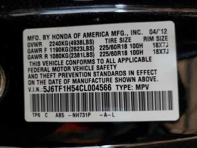 5J6TF1H54CL004566 - 2012 HONDA CROSSTOUR EXL BLACK photo 12