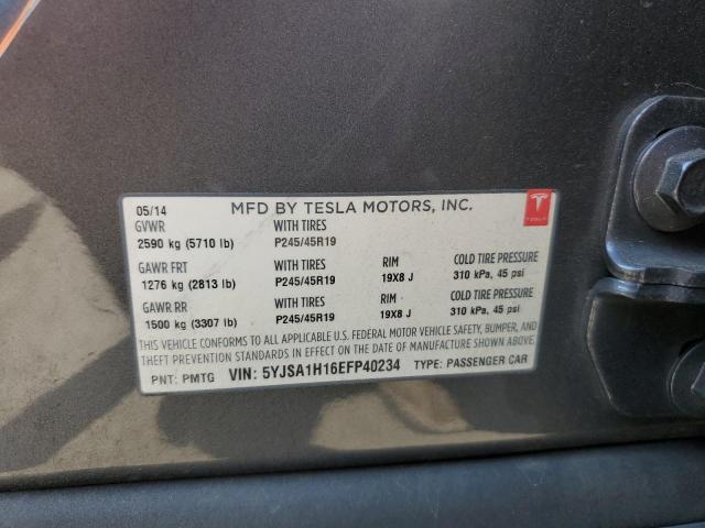 5YJSA1H16EFP40234 - 2014 TESLA MODEL S Մոխրագույն լուսանկար 12