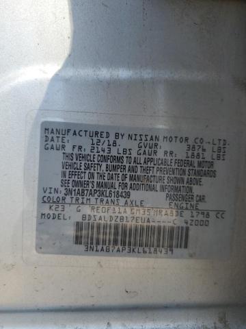 3N1AB7AP3KL618439 - 2019 NISSAN SENTRA S Күміс фото 12