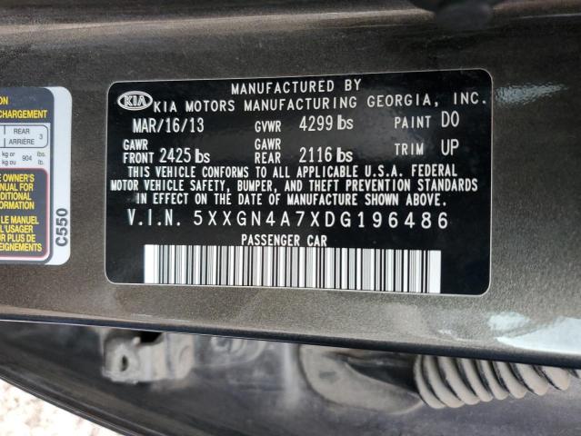 5XXGN4A7XDG196486 - 2013 KIA OPTIMA EX GRAY photo 12