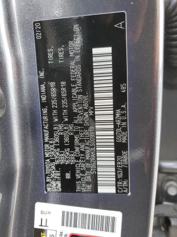 5TDGZRAH3LS009919 - 2020 TOYOTA HIGHLANDER XLE Gris foto 13