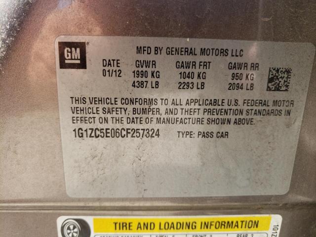 1G1ZC5E06CF257324 - 2012 CHEVROLET MALIBU 1LT 灰色 照片 12