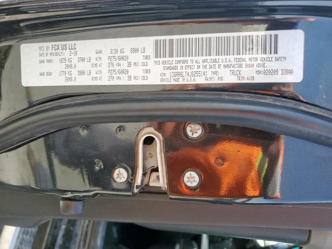 1C6RR6LT4JS255141 - 2018 RAM 1500 SLT أسود صورة 12