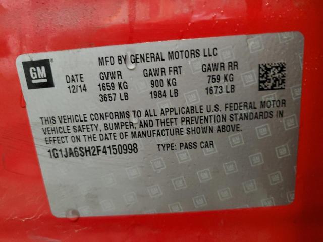 1G1JA6SH2F4150998 - 2015 CHEVROLET SONIC LS 红色 照片 13