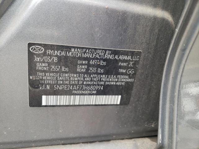 5NPE24AF7JH680994 - 2018 HYUNDAI SONATA SE GRAY photo 12