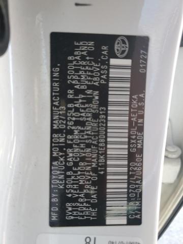 4T1BK1EB8DU023913 - 2013 TOYOTA AVALON BASE 白色 照片 12