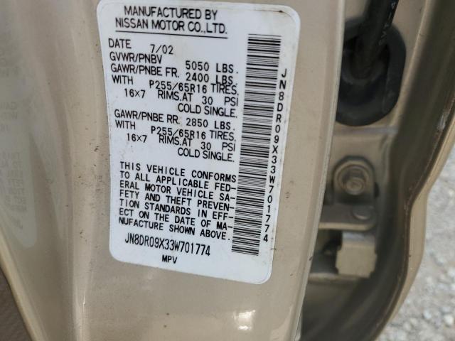 JN8DR09X33W701774 - 2003 NISSAN PATHFINDER LE 金色 照片 13