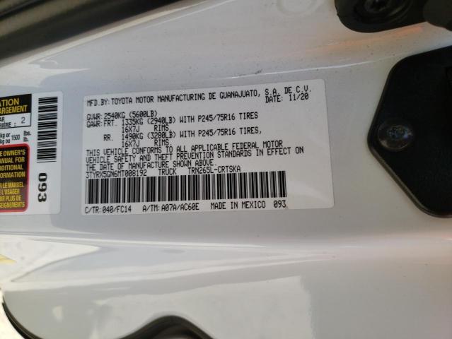 3TYRX5GN6MT008192 - 2021 TOYOTA TACOMA ACCESS CAB Ақ фото 12