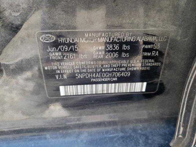 5NPDH4AE0GH706409 - 2016 HYUNDAI ELANTRA SE BLACK photo 12