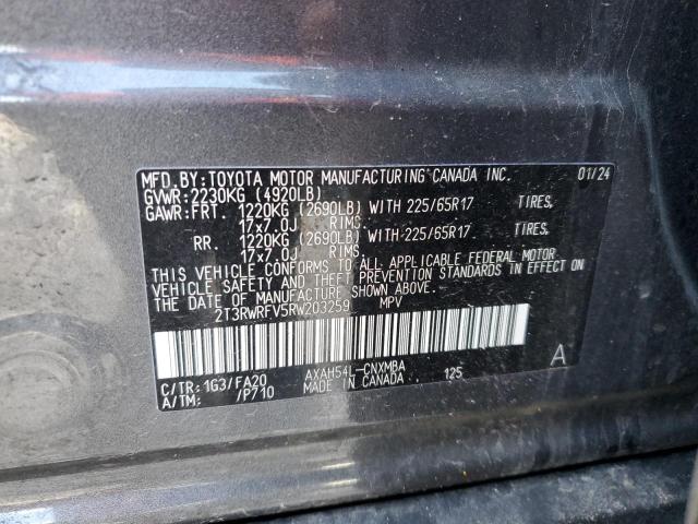 2T3RWRFV5RW203259 - 2024 TOYOTA RAV4 XLE CHARCOAL photo 13