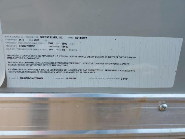 5NHUEHV20NY088436 - 2022 UTILITY TRAILER GRAY photo 10