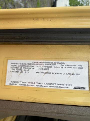 3AKJGED50GDHB5906 - 2016 FREIGHTLINER CASCADIA 1 ყვითელი ფოტო 10