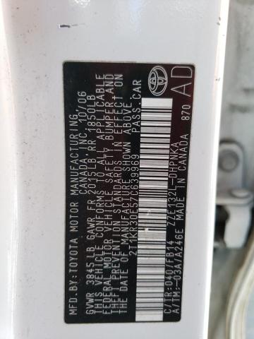 2T1KR30E57C639969 - 2007 TOYOTA COROLLA MA XR WHITE photo 13