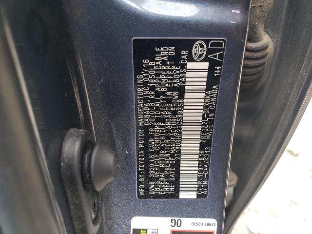 2T1BURHE2GC588758 - 2016 TOYOTA COROLLA L BLUE photo 13