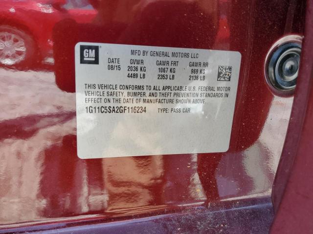 1G11C5SA2GF116234 - 2016 CHEVROLET MALIBU LIM LT BURGUNDY photo 12