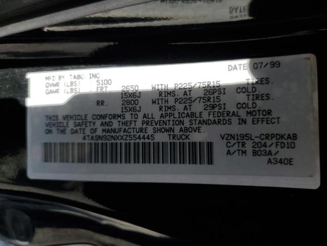 4TASN92NXXZ554445 - 1999 TOYOTA TACOMA XTRACAB PRERUNNER შავი ფოტო 12