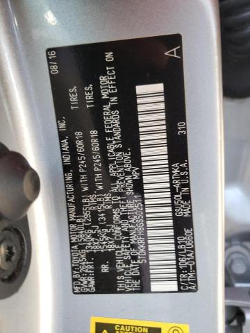 5TDKKRFH8GS502511 - 2016 TOYOTA HIGHLANDER XLE Plata foto 13