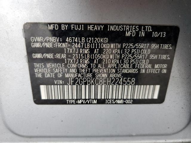 JF2GPBKC8EH224558 - 2014 SUBARU XV CROSSTR 2.0I HYBRID TOURING SILVER photo 13