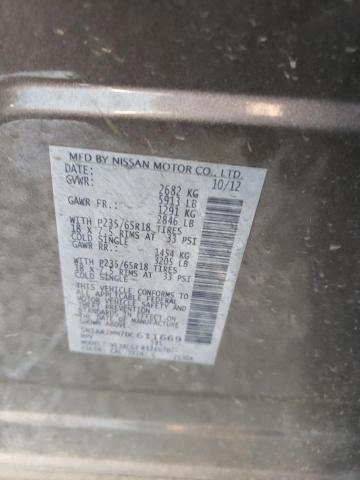 5N1AR2MN7DC611669 - 2013 NISSAN PATHFINDER S GRAY photo 14