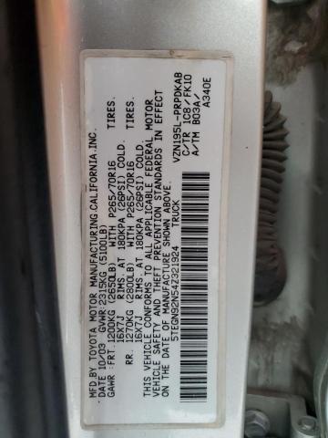 5TEGN92N54Z321924 - 2004 TOYOTA TACOMA DOUBLE CAB PRERUNNER SILVER photo 12