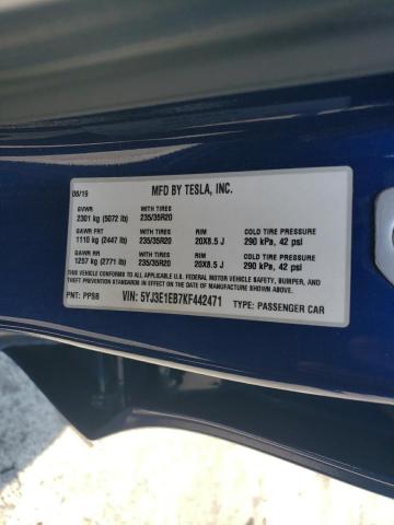 5YJ3E1EB7KF442471 - 2019 TESLA MODEL 3 BLUE photo 12