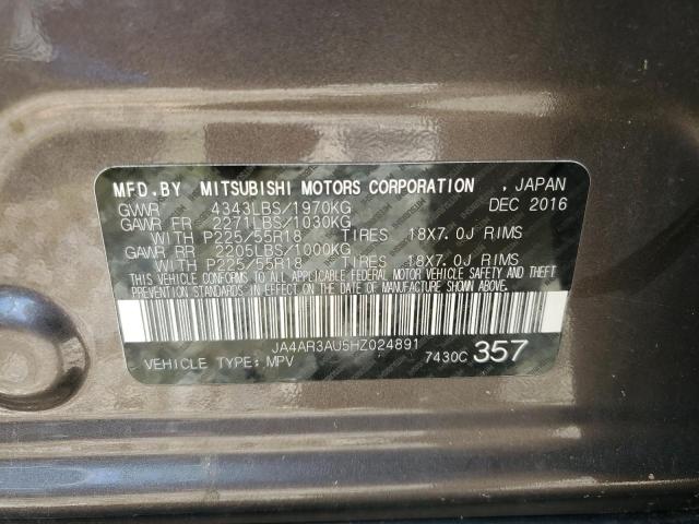 JA4AR3AU5HZ024891 - 2017 MITSUBISHI OUTLANDER ES შავი ფოტო 10