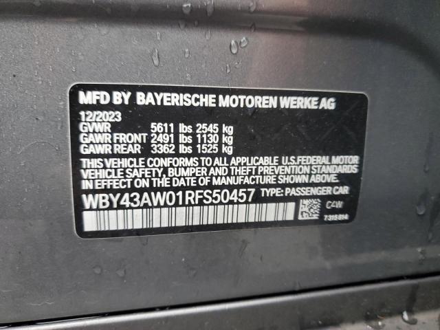 WBY43AW01RFS50457 - 2024 BMW I4 EDRIVE 35 GRAY photo 12