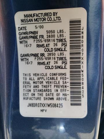 JN8DR07XX1W508425 - 2001 NISSAN PATHFINDER LE 蓝色 照片 13