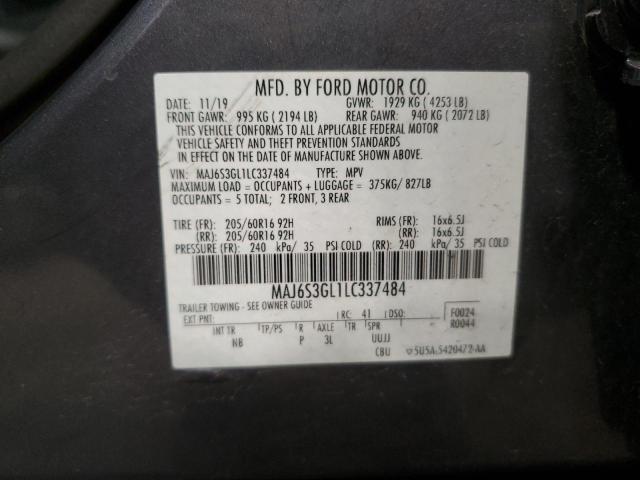 MAJ6S3GL1LC337484 - 2020 FORD ECOSPORT SE GRAY photo 13