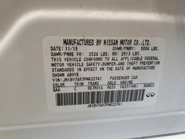 JN1BV7AR7FM422741 - 2015 INFINITI Q50 BASE WHITE photo 12