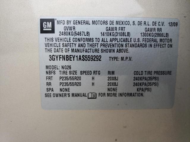 3GYFNBEY1AS559292 - 2010 CADILLAC SRX PERFORMANCE COLLECTION Кремовый фото 13