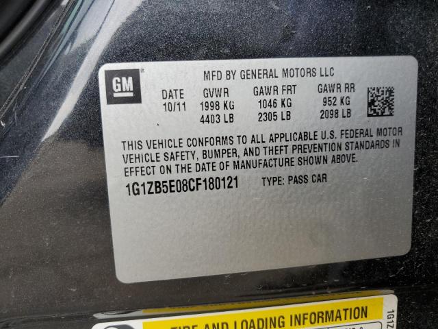 1G1ZB5E08CF180121 - 2012 CHEVROLET MALIBU LS BLACK photo 12