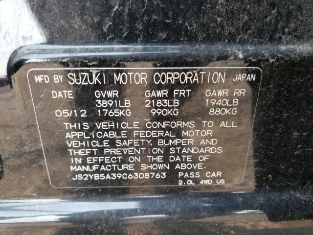 JS2YB5A39C6308763 - 2012 SUZUKI SX4 BLACK photo 12