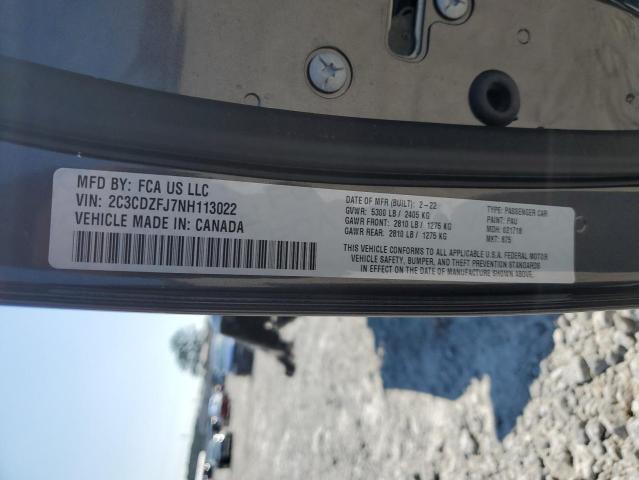 2C3CDZFJ7NH113022 - 2022 DODGE CHALLENGER R/T SCAT PACK GRAY photo 13