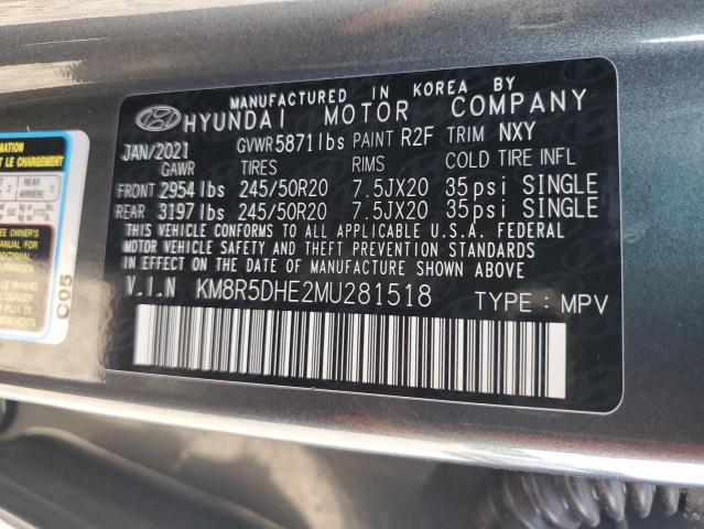 KM8R5DHE2MU281518 - 2021 HYUNDAI PALISADE LIMITED GRAY photo 13