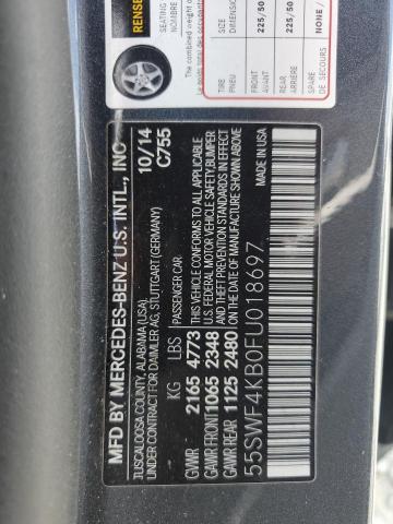 55SWF4KB0FU018697 - 2015 MERCEDES-BENZ C 300 4MATIC CHARCOAL photo 12