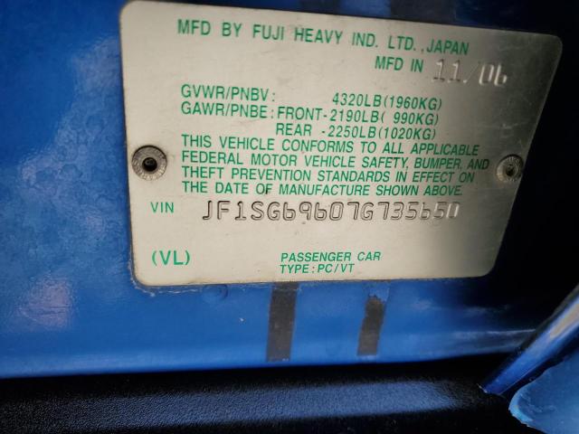 JF1SG69607G735650 - 2007 SUBARU FORESTER 2.5XT LIMITED BLUE photo 12