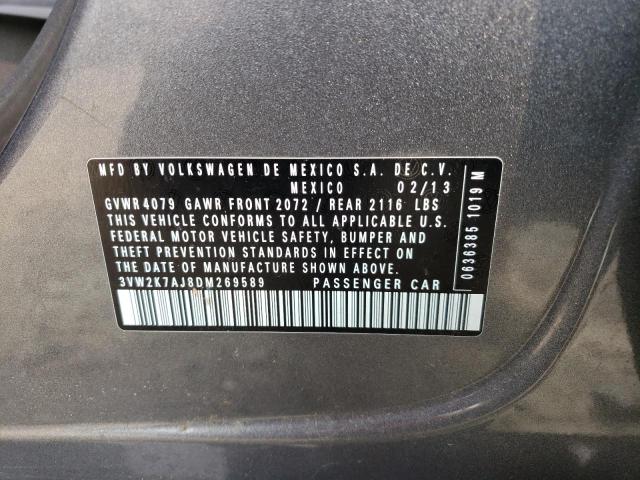 3VW2K7AJ8DM269589 - 2013 VOLKSWAGEN JETTA BASE 灰色 照片 12