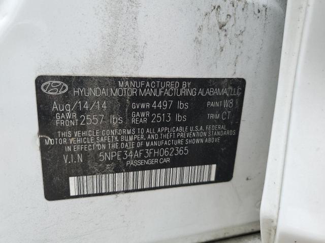 5NPE34AF3FH062365 - 2015 HYUNDAI SONATA SPORT WHITE photo 10