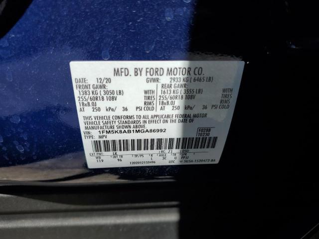 1FM5K8AB1MGA86992 - 2021 FORD EXPLORER POLICE INTERCEPTOR BLUE photo 13