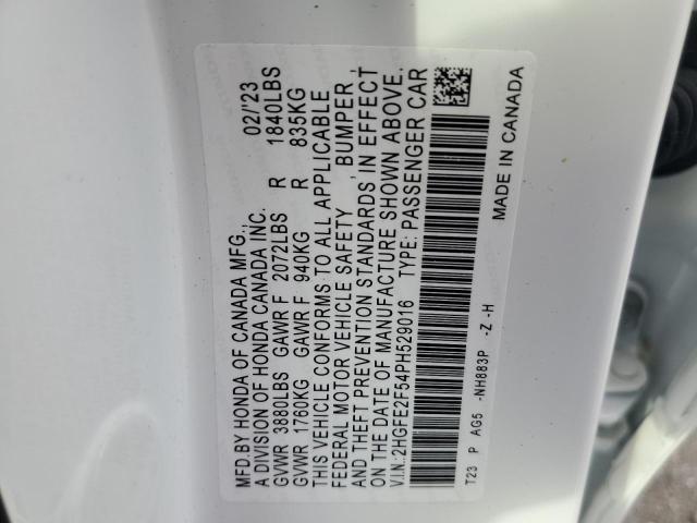 2HGFE2F54PH529016 - 2023 HONDA CIVIC SPORT თეთრი ფოტო 12