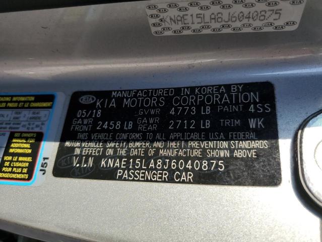 KNAE15LA8J6040875 - 2018 KIA STINGER SILVER photo 12