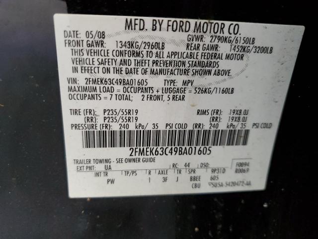 2FMEK63C49BA01605 - 2009 FORD FLEX LIMITED BLACK photo 13