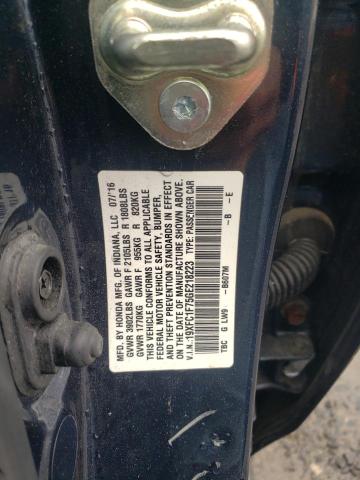 19XFC1F75GE218223 - 2016 HONDA CIVIC EXL BLUE photo 12