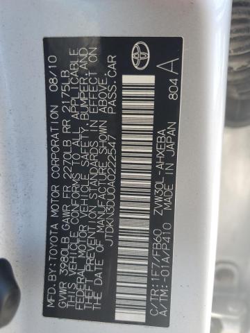 JTDKN3DU0A0222547 - 2010 TOYOTA PRIUS SILVER photo 12