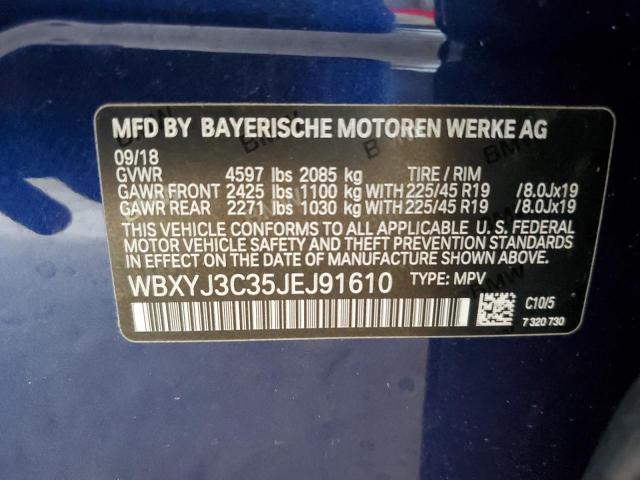 WBXYJ3C35JEJ91610 - 2018 BMW X2 SDRIVE28I BLUE photo 13