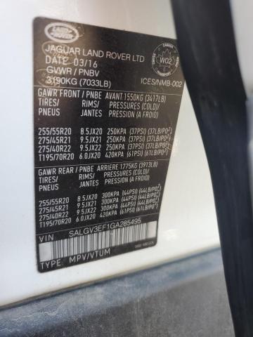 SALGV3EF1GA285495 - 2016 LAND ROVER RANGE ROVE AUTOBIOGRAPHY WHITE photo 14