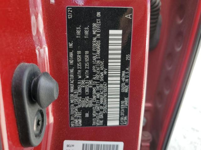 5TDGZRAH7NS100047 - 2022 TOYOTA HIGHLANDER XLE RED photo 13